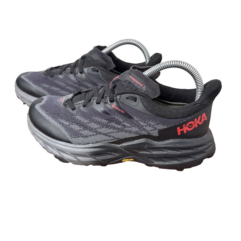 HOKA ONE ONE Speedgoat 5 GTX Spike Womens Size 7.5 Black Waterproof Trail Shoes
